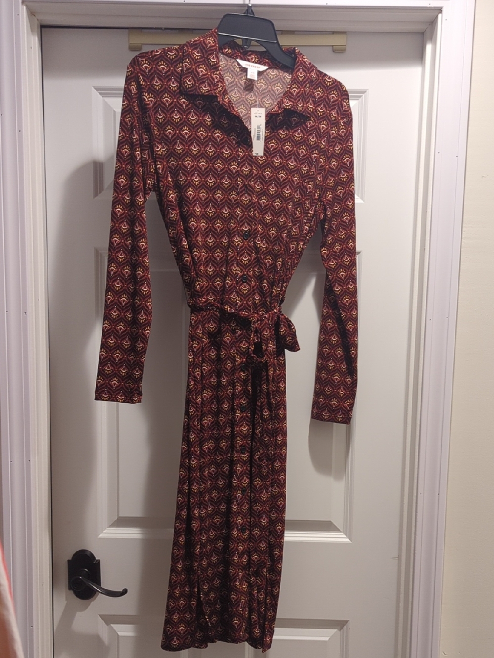 Joe Fresh Patterned Long-Sleeve Tie-Waist Dress
